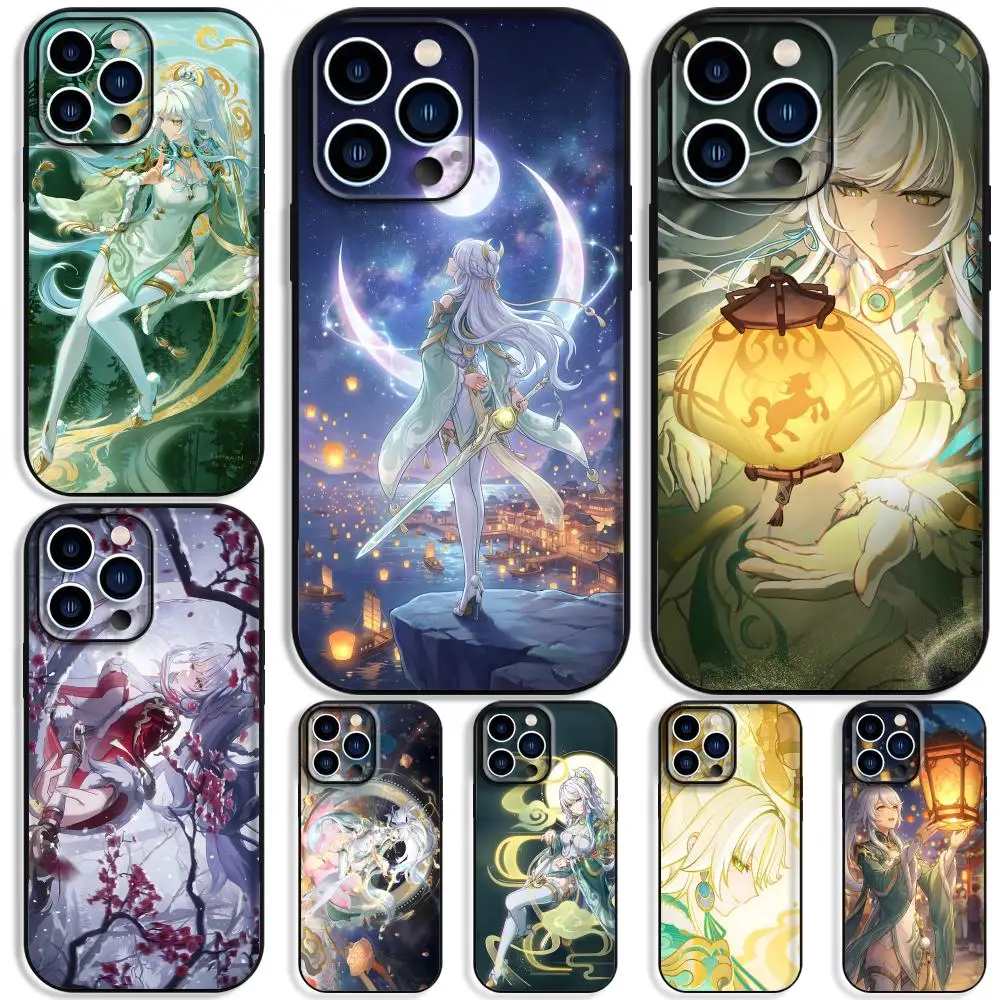 Coque de téléphone Genshin Impact Zibai, noire souple antichoc pour iPhone 17 16 16e 15 14 13 12 Plus Mini Pro Max