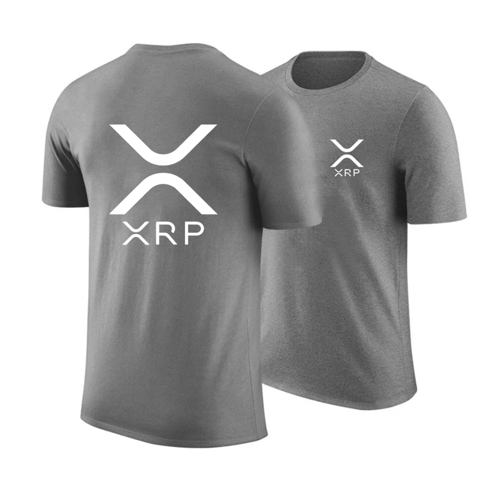 2025 تموج العملة المشفرة XRP جديد الرجال الصيف الجولة الرقبة العادية تي شيرتات قصيرة الاكمام الطباعة نوعية جيدة بلوزات مريحة