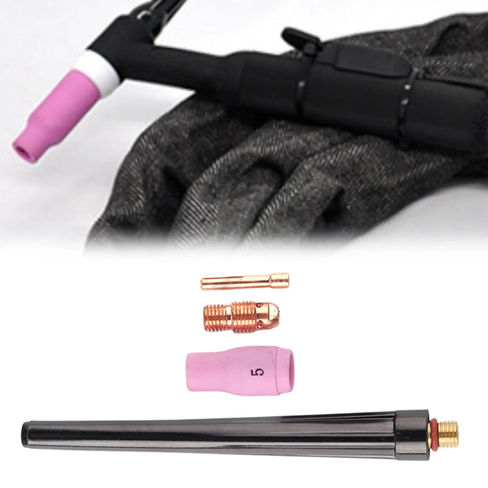 4pcs TIG Welding Torch Consumables Argon Welding Accessories Collet Body Nozzle Replacement Tool Set for WP-17/18/26