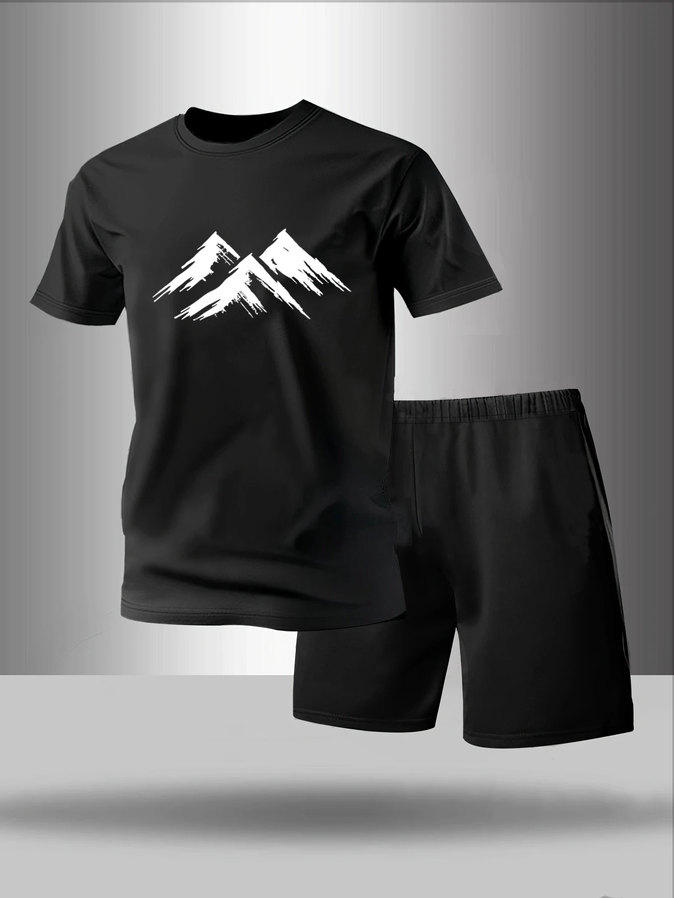 

Two piece men's pajamas for spring summer autumn winter short sleeved shorts fashionable geometric pattern home suit set