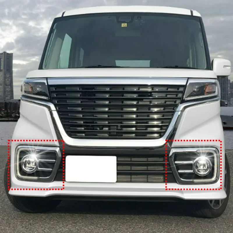 2PCS/Set Plastic Car Front Head Fog Light Chrome Cover Trim Bezel Frame Garnish for Suzuki Spacia Custom MK53S