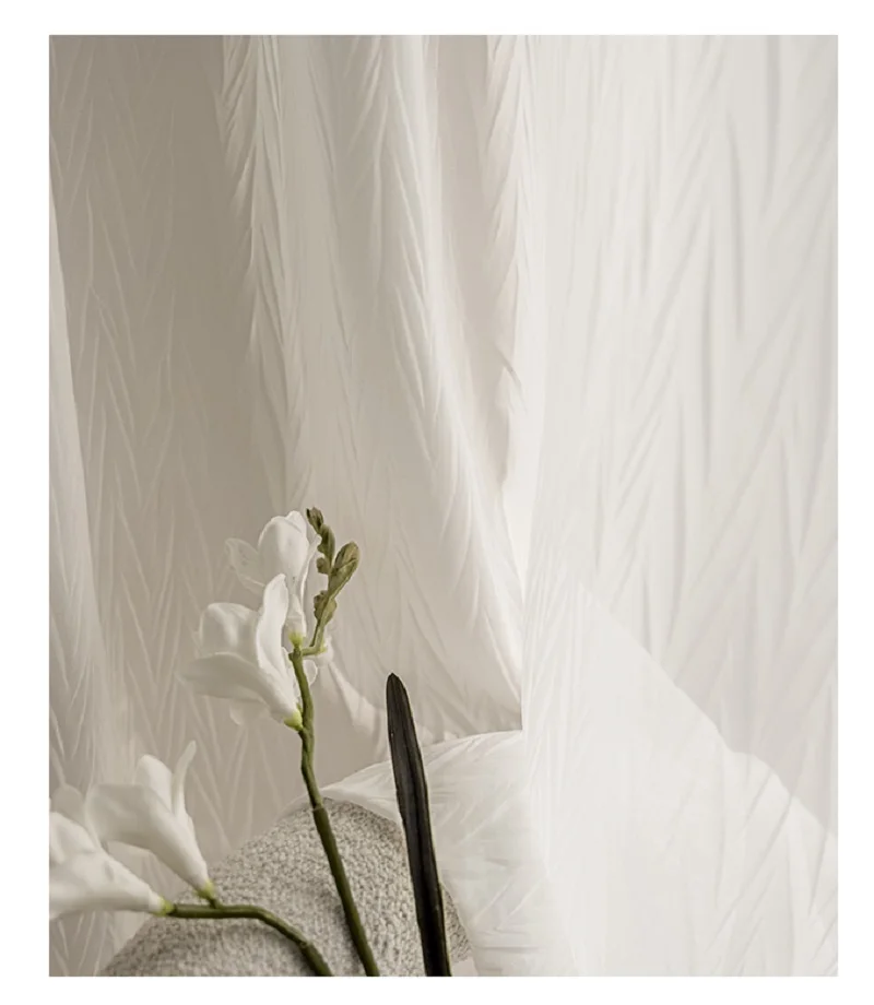 Japanese-style white pleated curtain yarn living room balcony bedroom light opaque white yarn chiffon curtain yarn custom tulle