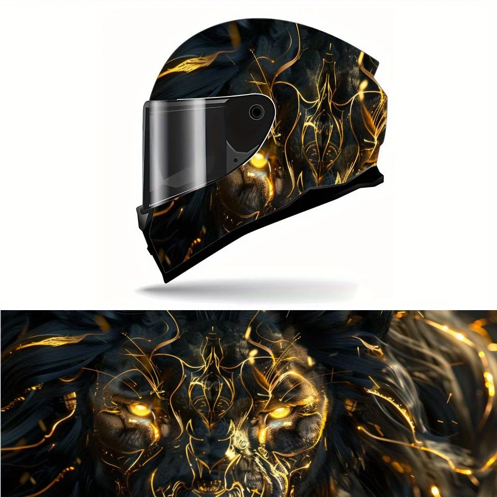 

King's Style Black Lion Motorcycle Vinyl Wraps Helmet Decal, Helmet Sticker, Self-adhesive Waterproof Helmet Decoration, Univer