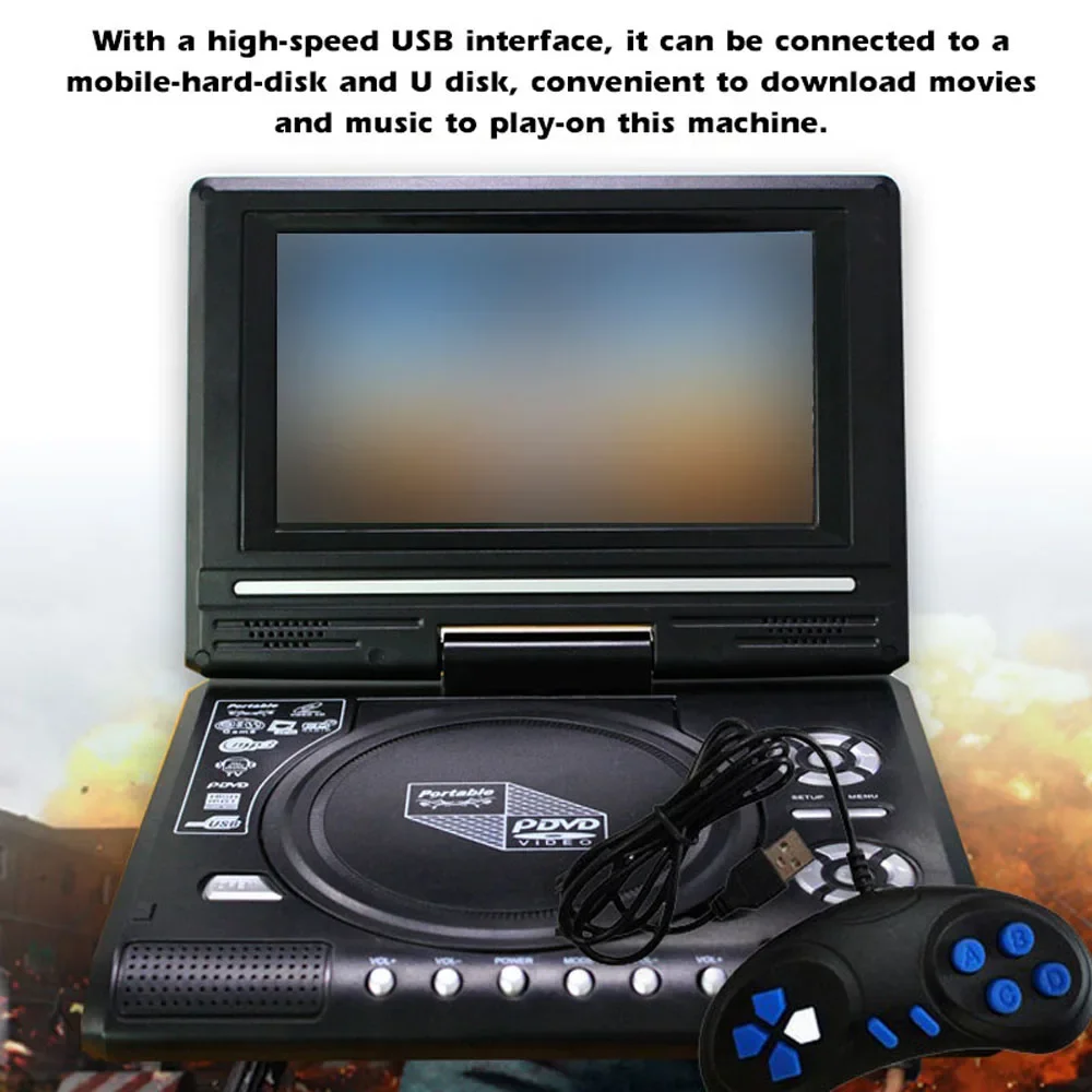 7.8 Inch 16:9 Widescreen 270° Rotatable LCD Screen Home Car TV DVD Player Portable VCD Compact Disc MP3 Viewer w/ Game Function images - 6