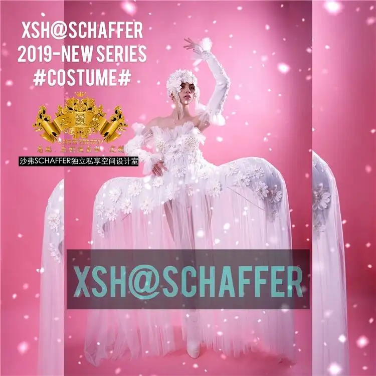 

Set Hui Nightclub Bar Heart Gogo Women's White Fairy Christmas New Year's Eve Performance Dress Valentine's Day Halloween