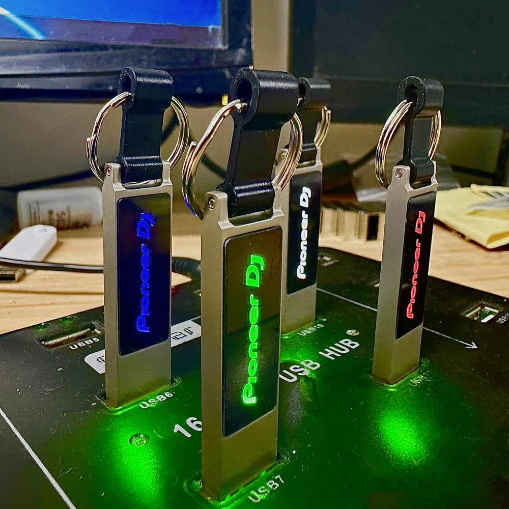 Free Custom Pioneer DJ LOGO Color LED Light Metal Stick USB2.0 Pendrive 128GB 64GB 32GB