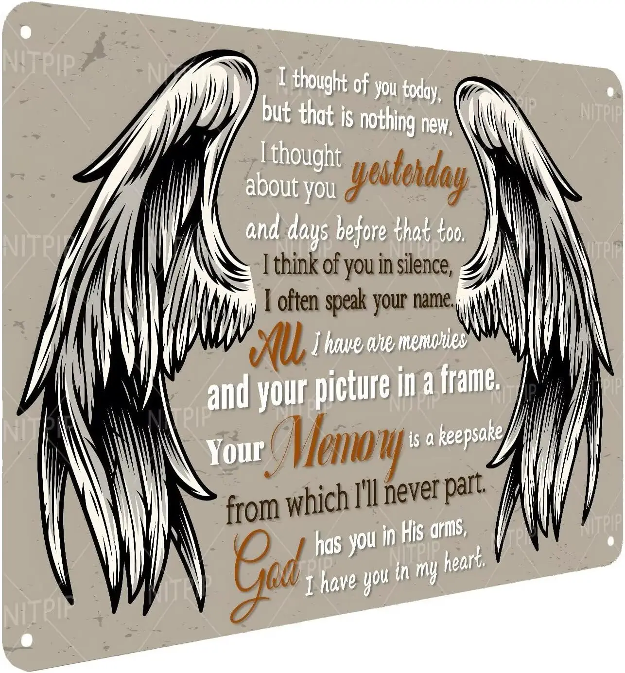 Bible Verse Metal Sign,Christian Prayer Wings Wall Decor Tin Sign, Prayer Motivational Positive Quotes Christian Wall Art Metal
