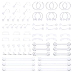 Clear Piercing Retainer Septum Nose Studs Flexible Lip Ear Nose Hoop Tongue Rings Nipple Ring Daith Earrings Plastic Industrial