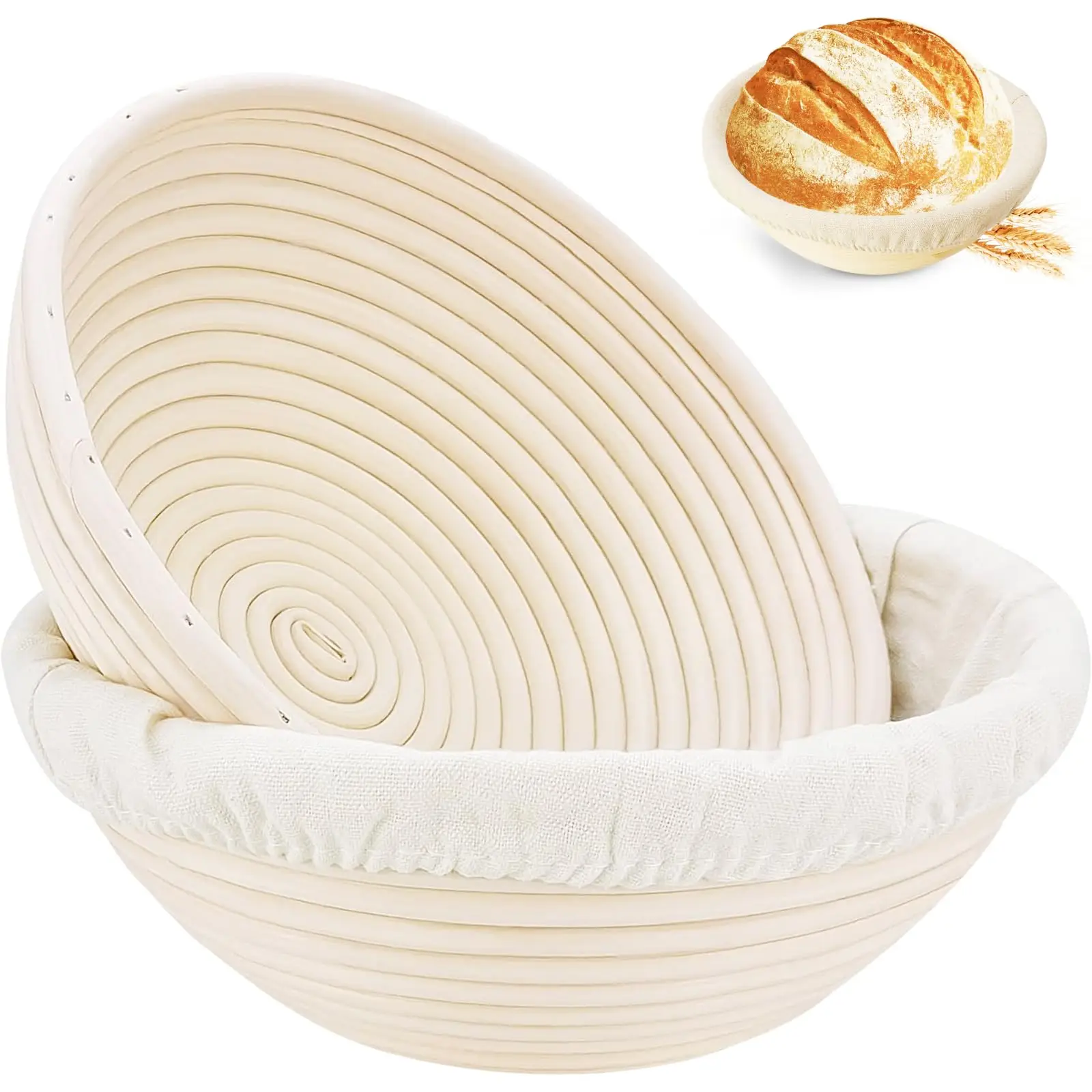 Handmade Rattan Bread Proofing Basket 9inch Natural Oval Baking Wicker Dough Fermentation Sourdough Banneton Bread Basket