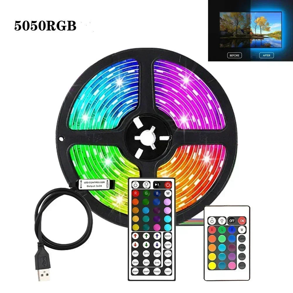 USB LED 스트립 조명, RGB 5050 LED 조명, 블루투스 앱 제어, 유연한 LED 램프 리본, 방 장식, TV 백라이트 다이오드 테이프