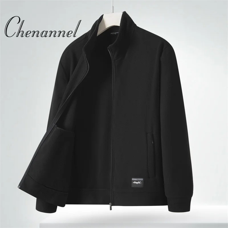

Men's thickened fleece jacket with a stand up collar cardigan and fleece jacket Add fleece for warmth in autumn and winter