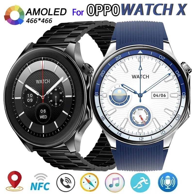 

2024 New For OPPO Watch X Smart Watch Women 466*466 HD Screen Heart rate Bluetooth Call NFC IP68 Waterproof AMOLED Smartwatch