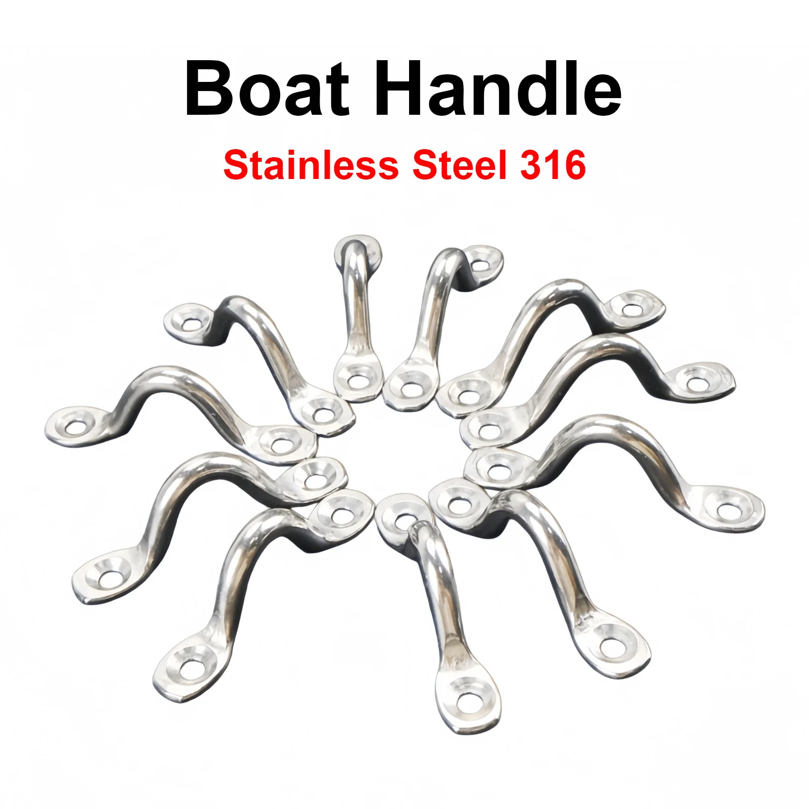 4Pcs Handle 5mm Stainless Steel Wire Eye Straps Boat Marine Tie Down Hook Canopy Engines Accessories Stainless-Steel