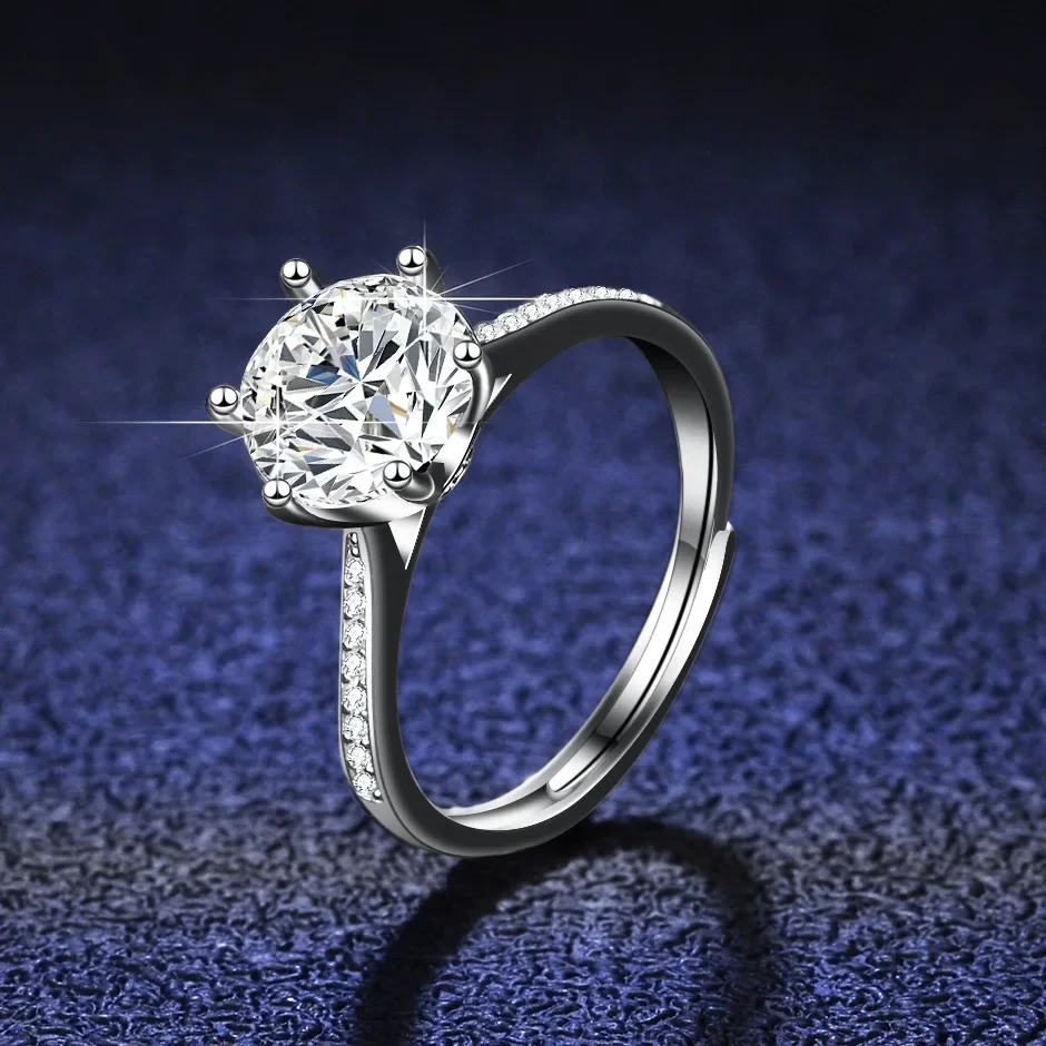 

18K gold inlaid diamond ring arm snowflake six claw crown 2-carat D-color VVS1 diamond PT950 platinum jewelry engagement gift