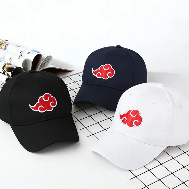 Japanischer Anime-Cartoon Red Cloud Stickerei Bucket Hat Baumwolle Akatsuki Hip-Hop Baseballmütze Outdoor Sonnenschutz für Damen Herren Hut