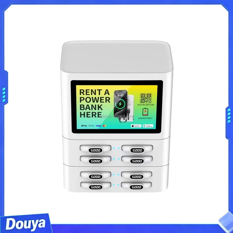 QR 8slots Scan Code Mobile Power Charging Station with Screen Self-service Vending Machine