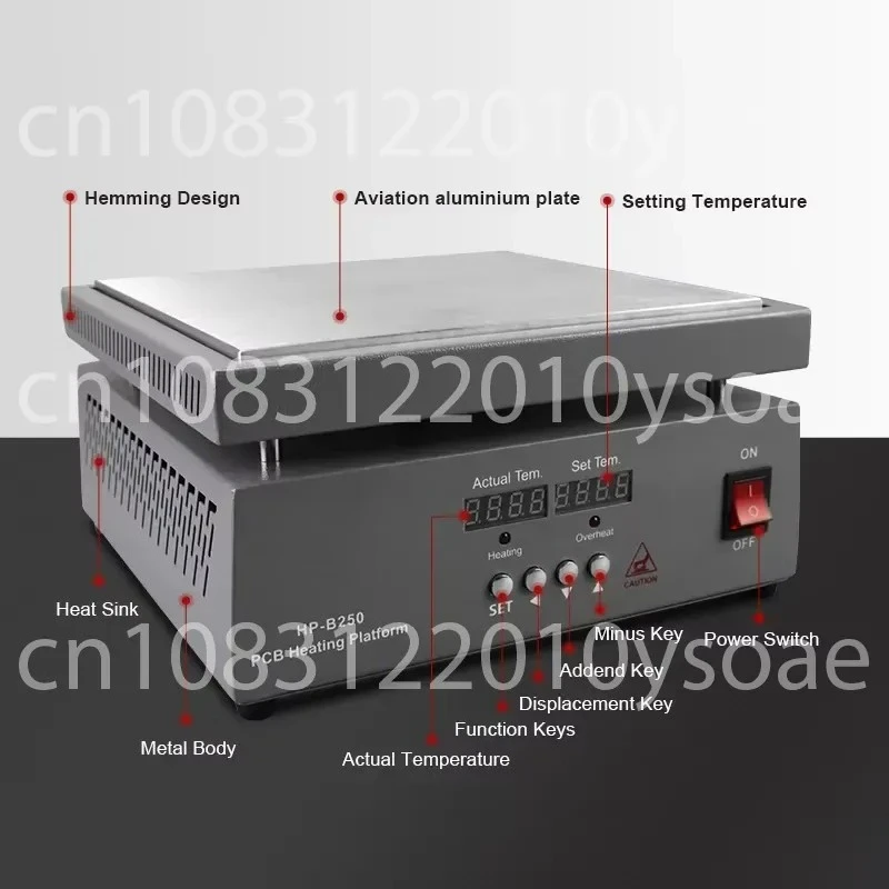 Printed Circuit Board Heating Platform 180x100mm Multifunctional Digital Display Heating Table Temperature Control