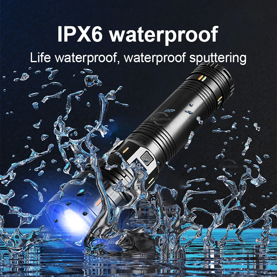 Ultra Powerful Flashlight 10000000LM Strong Light LED Flashlight Built-in Battery Rechargeable Lamp Tactical Lantern For Camping