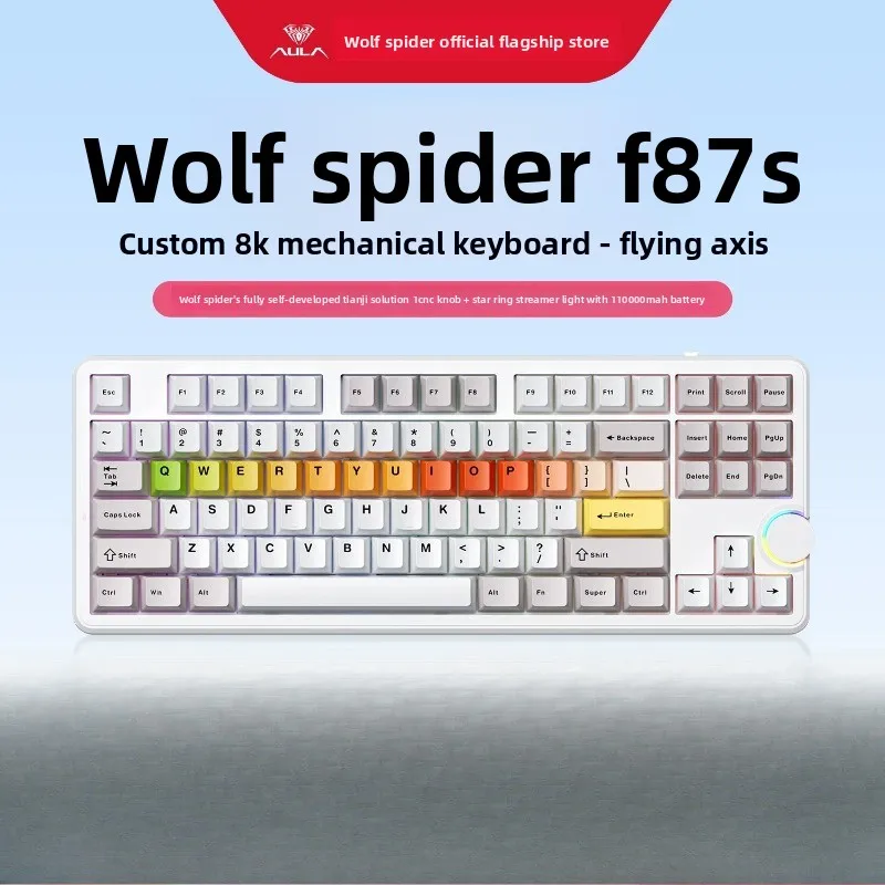 AULA F87S Custom Mechanical Keyboard,Tri‑ModeDual 8K Polling Rate,10000mAh CNC Knob Gasket Hot‑Swap Gaming Keyboard for PC Gamer