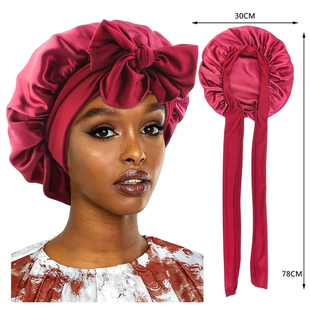 Women Silky Satin Hair Bonnet Wide‑Band Stretch Sleeping Cap Night Hat Hair Care Wrap Shower Head Cover for Daily Use