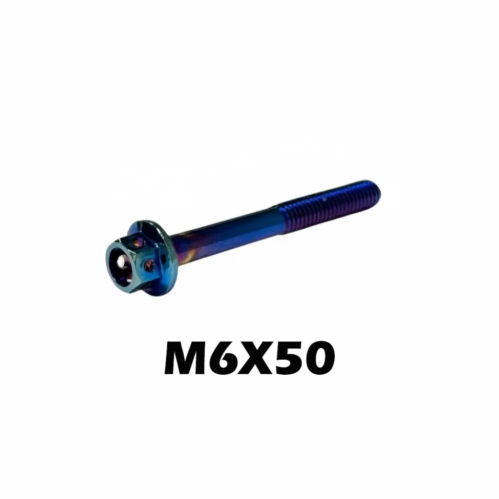High Quality M6 Titanium Bolt With Drilled Holes Blue Titanium Flange 10/15/20/25/30/35/40/45/50/60 Titanium Screws Motorcycle