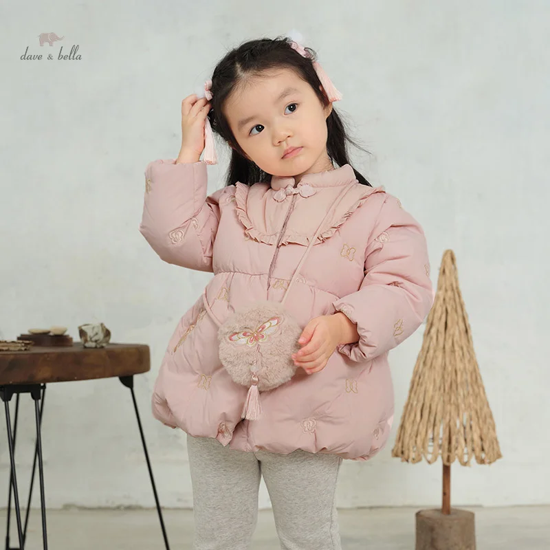 

Dave Bella Girls Down Jacket Autumn Winter Pink Children Plush Thick Coat White Duck Down Top Long Sleeve Kids Clothes DB4243296
