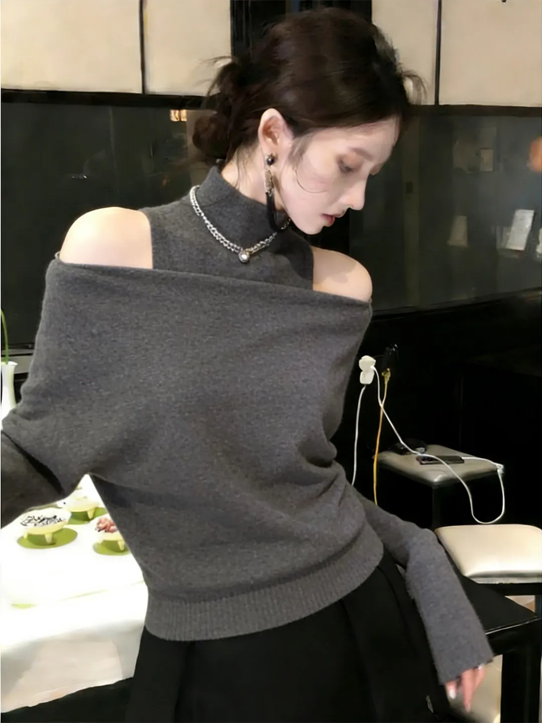 

Вязаный свитер с высоким воротником и длинными рукавами для женщин: модный, стройнящий, омолаживающий топ в корейском стиле для повседневной носки