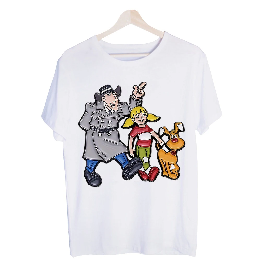 Men's Detective and Girl with Dog Graphic Tee, Short Sleeve Crew Neck T-Shirt for Casual Daily Wear
