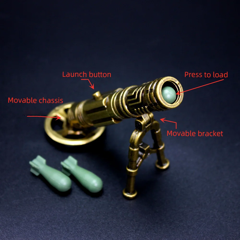 Interesting Launcheable Shell Model Gun Toy Metal Mortar Rocket Weapon Detachable and Assembling Christmas Gift for Boys