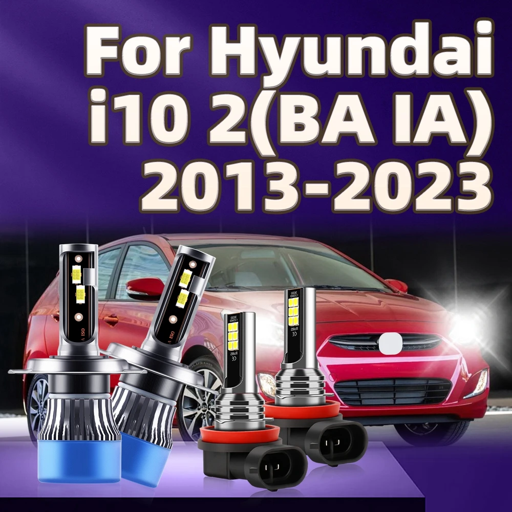 LED H4 Car Headlights Bulbs 150W  H8 Fog Lights Kit 6000K For Hyundai i10 2(BA IA) 2013 2014 2015 2016 2017 2018 2019 2020-2023