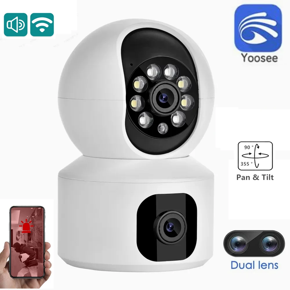 

YOOSEE WIFI Camera Dual Lens PTZ Wireless Camera Dual Screen Auto Tracking Two Way Audio Color Night Vision Security Camera