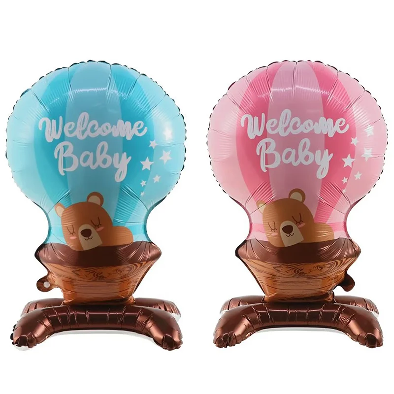 Welcome Baby Boys Girls Foil Balloons Gender Reveal Baby Shower Stroller Air Globos Toys For Newborn Birthday Party Decoration