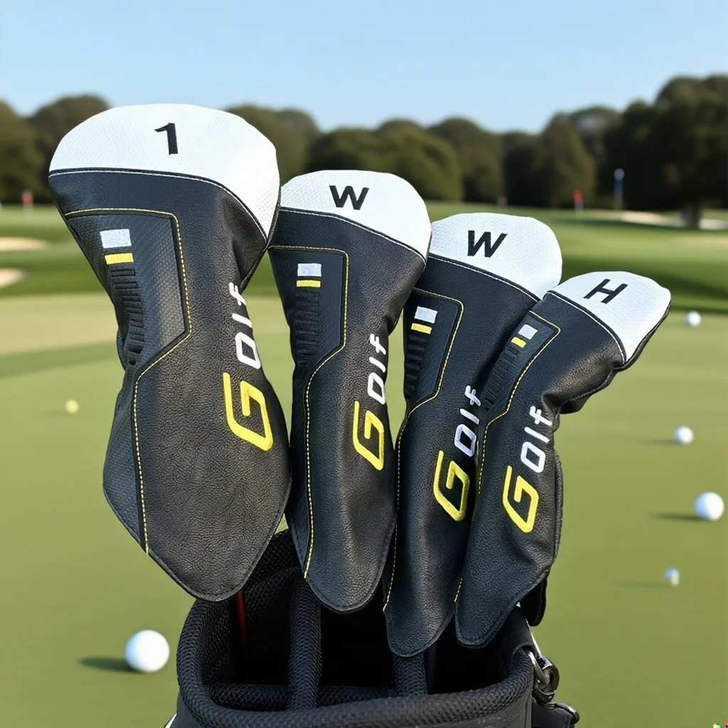 1/4pcs Golf Club Head Cover Set - Heavy-Duty Embroidered PU Material Waterproof And Durable Golf Club Protection Cover