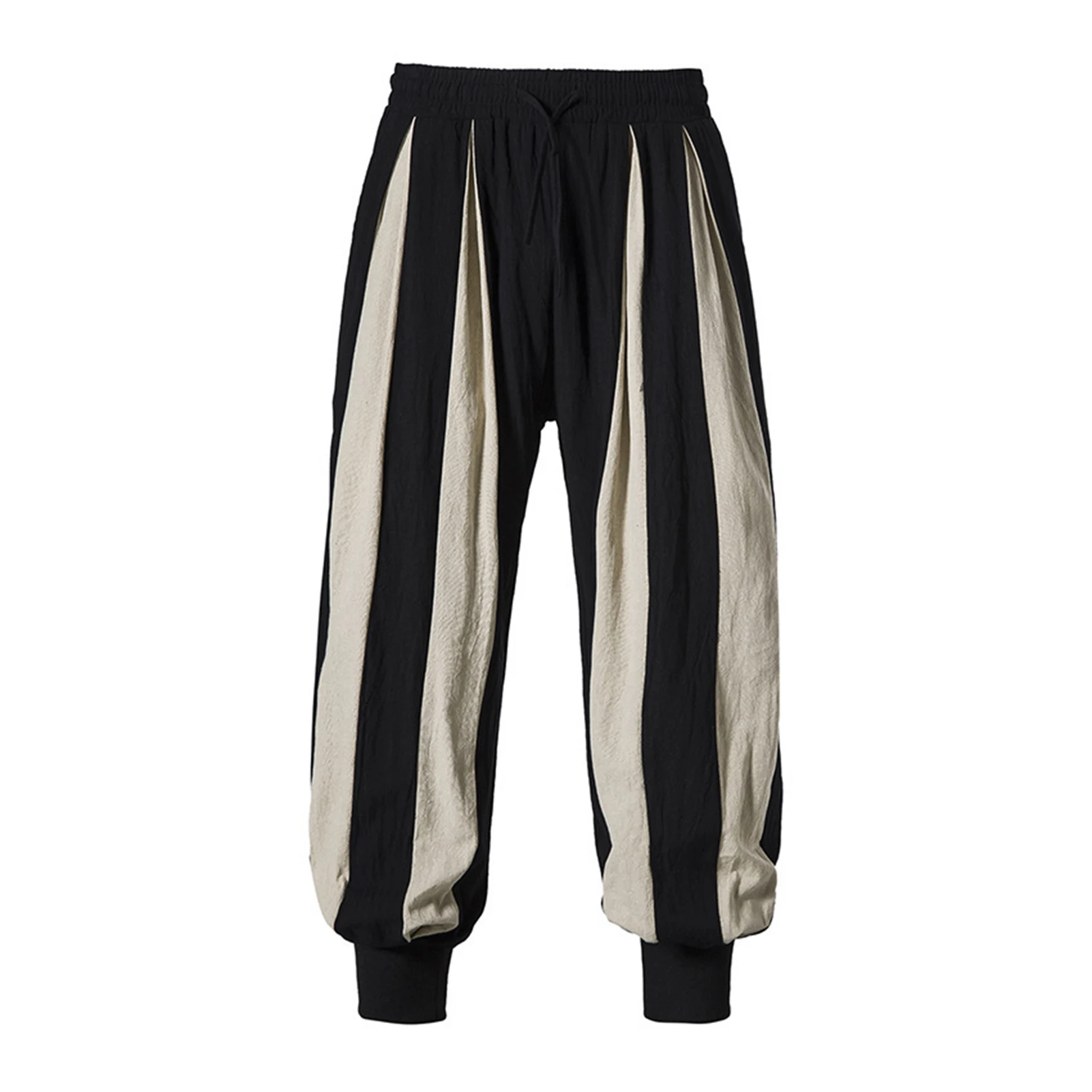 Hip Hop Cargo Pants Men Streetwear Cotton Joggers Fashion Sweatpants Contrast Color Casual Harem Trousers Summer Harajuku Pants