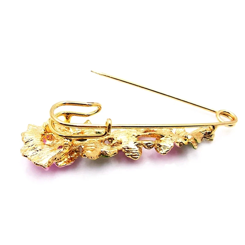 Elegant Rhinestone Pin Flower Enamel Brooch Women Simple Lapel Pin Accessories