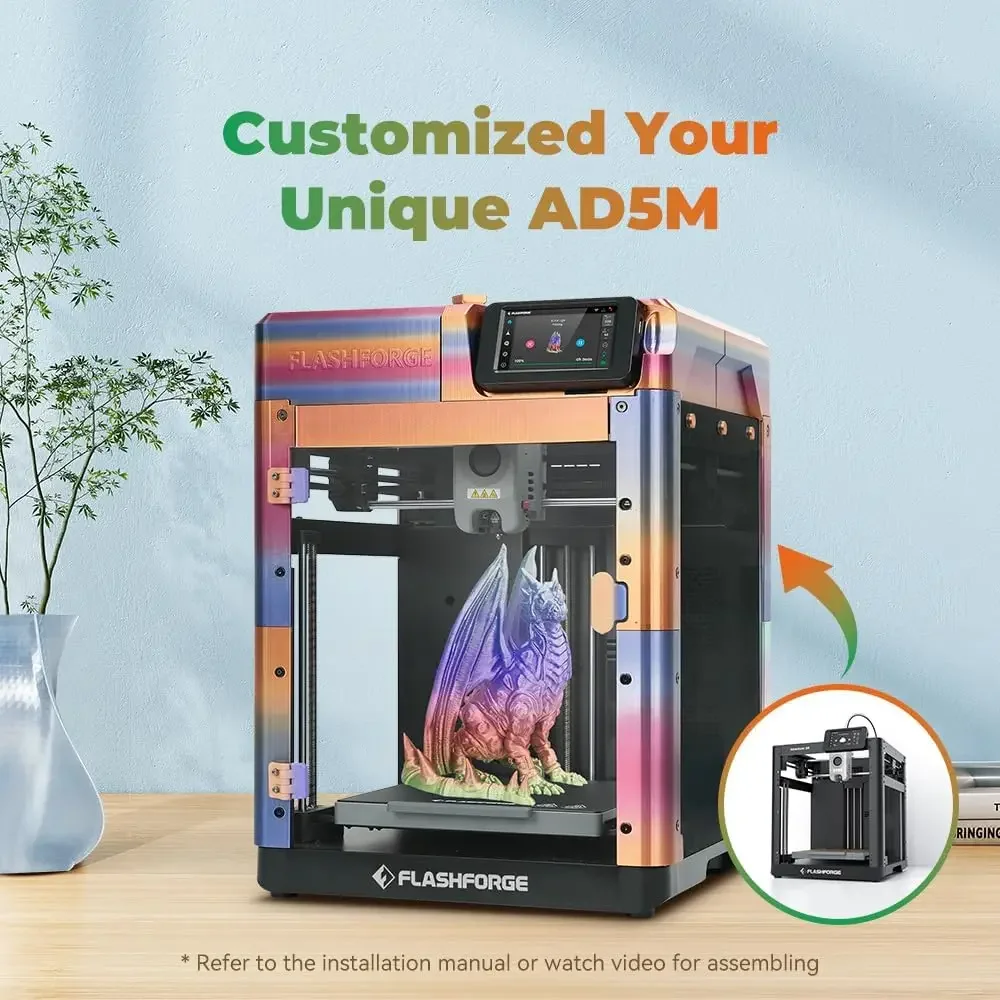AD5M 3D Printer Fully Auto Calibration Print with 1-Click Max 600mm/s Speed, All-Metal CoreXY Structure Precise Printing