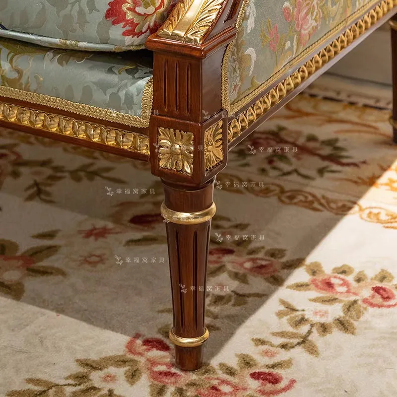 French European Solid Wood Carving Single Sofa Classical Luxury embroidery Fabric Villa Exhibition Hall Tiger Chair