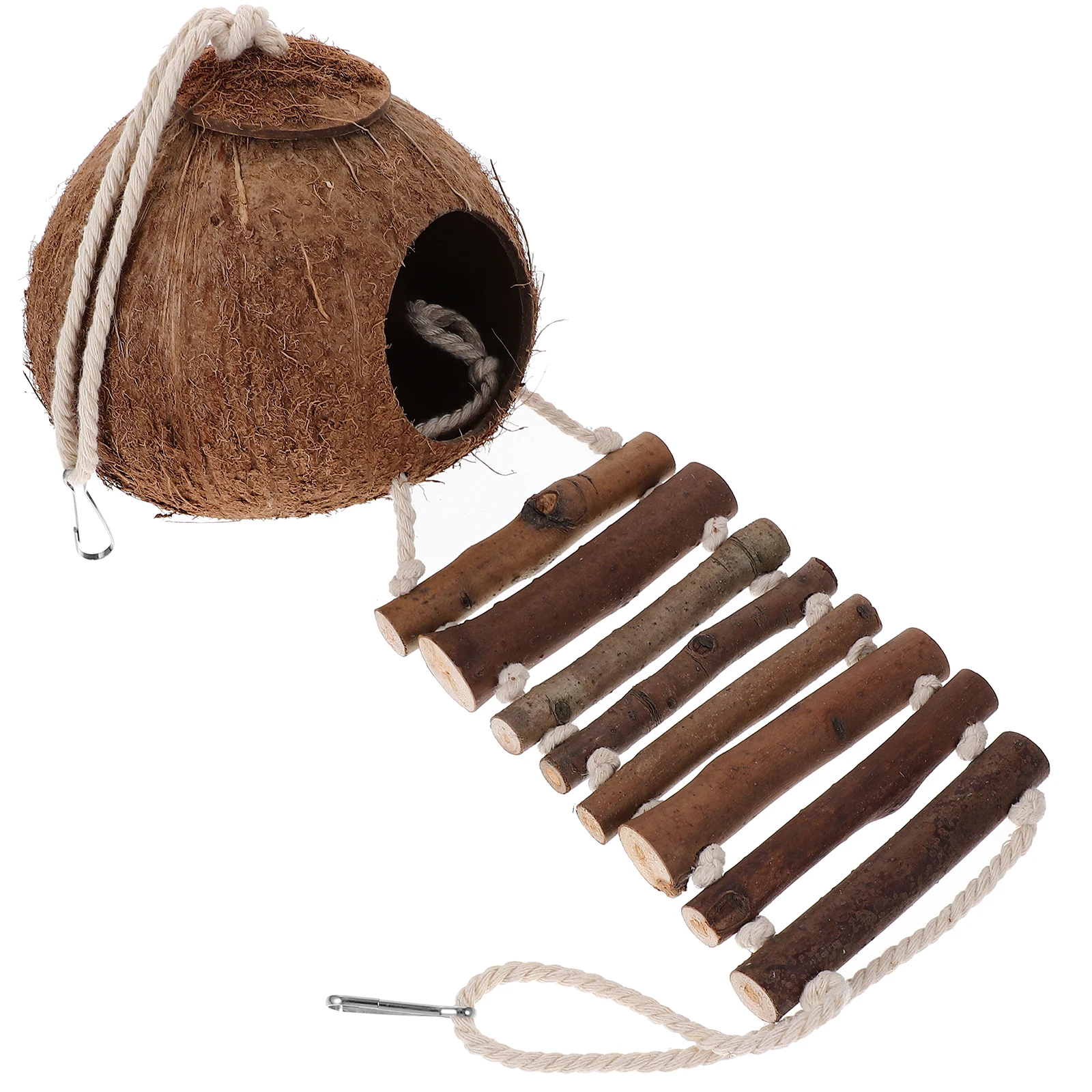 

Crab Cabin Coconut Cave Reptile Hideout Ladder Wear Resistant Shelter Crab Habitat Terrarium Accessories Shell Fish Tank
