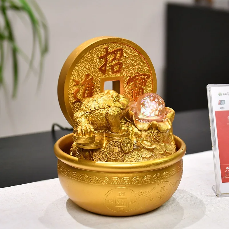 Lucky water ornament, plug-in-free circulating water, desktop water fountain, bar, raw wealth, small feng shui wheel, opening gi