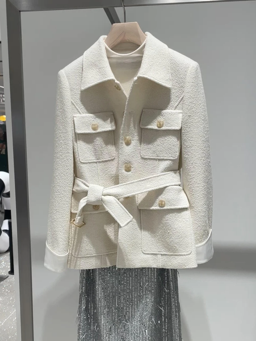 Elegant Women's Jacket High-End Lightweight Unique Style Waist-Cinching Fashion Trendy Spring 2026 Ladies' Short Outerwear