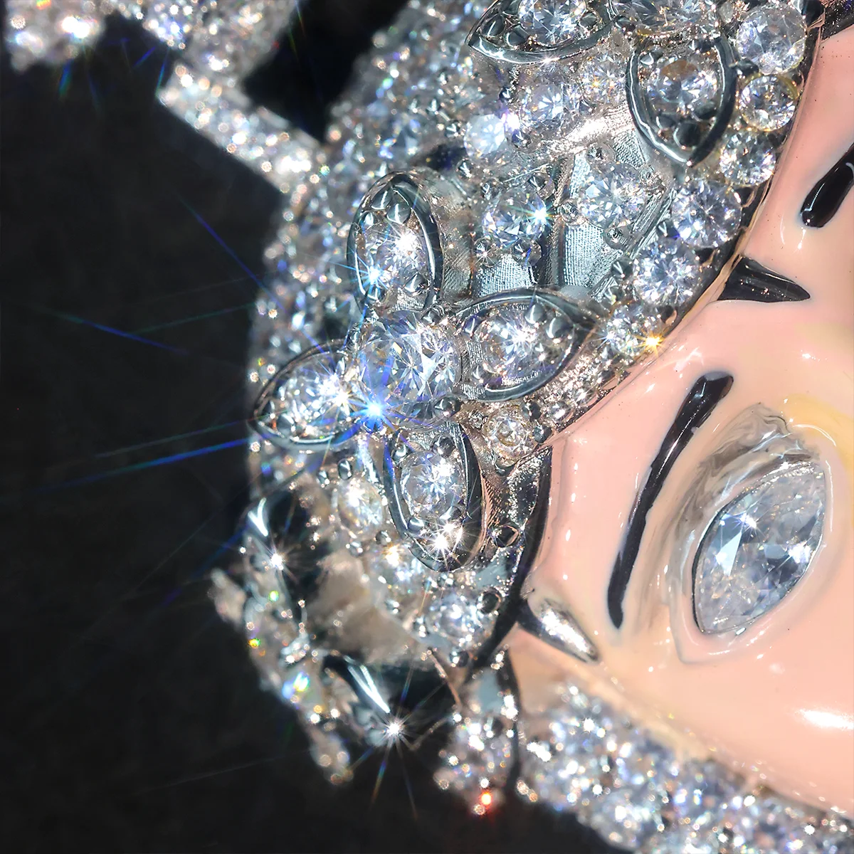 18K Gold Plated Bling Crown Thorns Jesus Head Charm Luxury Rapper Streetwear Fine Jewelry Gifts for Men Boy Friends CZ Covered with Diamonds Iced Out Enamel Jesus Face Pendant Fully Paved Cubic Zirconia Cuban Chain Hip Hop Religious Necklace Accessories