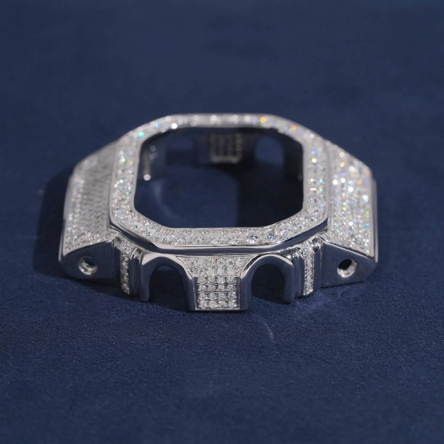 LYEE CYEE Frosted Square Case: Iced Moissanite Shell, Diamond-Cut Edges. Hip-Hop Statement for Ultimate Wrist Bling.