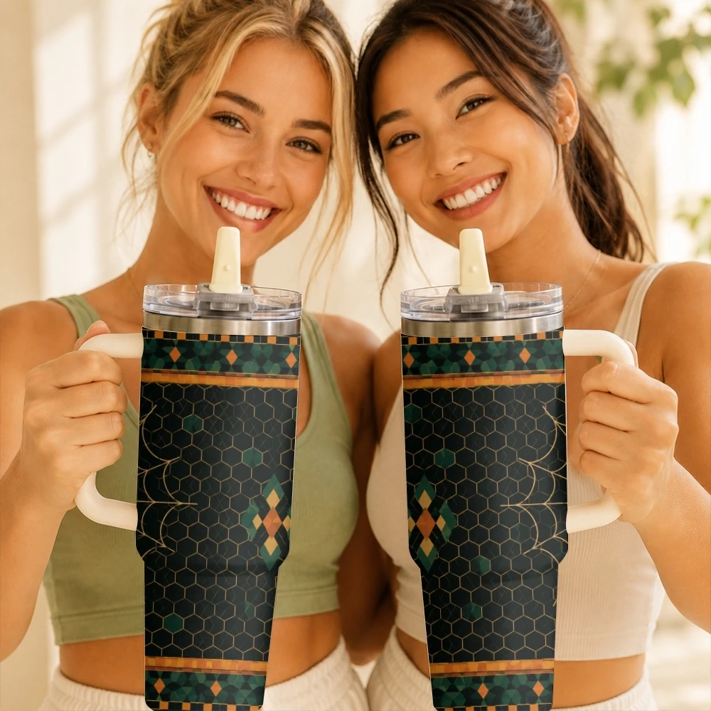 Halloween Spooky Knit Pattern Vacuum Flasks 40oz Thermal Tumbler with Handle Stainless Steel Insulated Water Portable Mug Cup