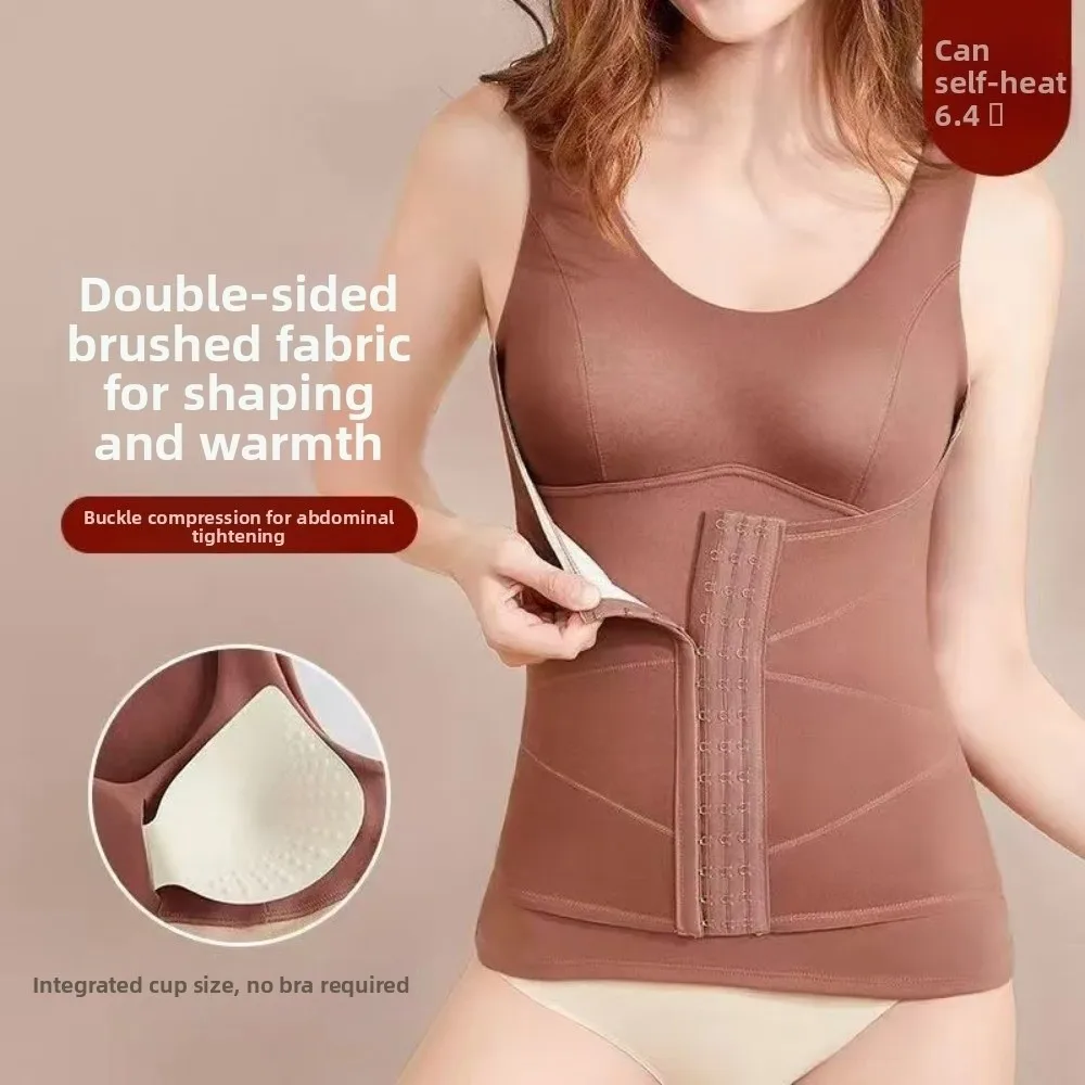 

Slimming Thermal Shapewear Camisole Shaping Waistband Sleeveless Postpartum Body Shaper Belly Contracting with Padded Cups