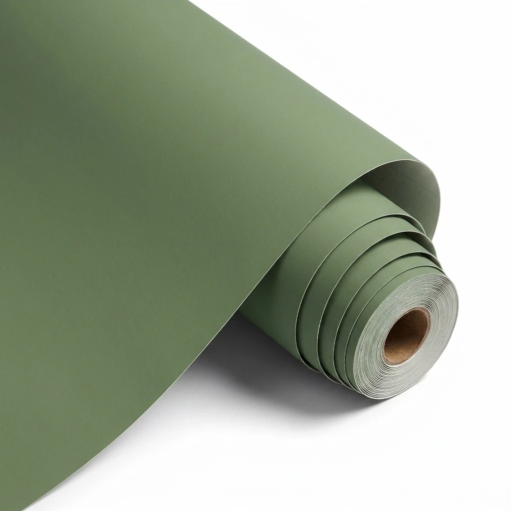 Matte Olive Green Peel and Stick Wallpaper – Waterproof & No Residue Contact Paper, Trendy Self-Adhesive Vinyl for Apartment Dec