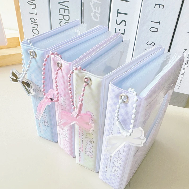 

1PC 3 Inch Love Heart Hollow Photo Album Cute Bow Design Kpop Photocard Binder Name Card Book Picture Storage Case