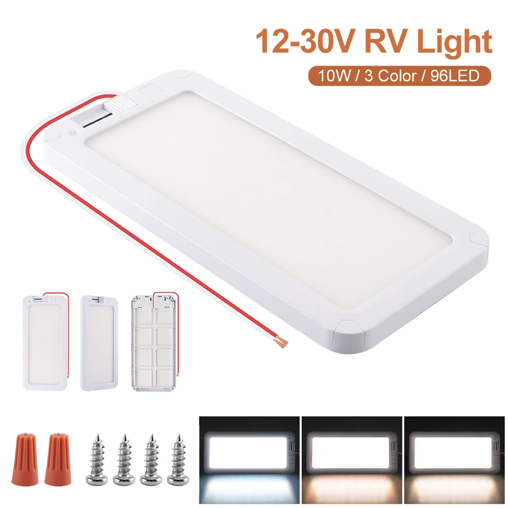 RV iç ışık 96LED 3 renk kısılabilir iç aydınlatma 12V-30V tavan kubbe ışık kampçılar RV kamyon karavan karavan için