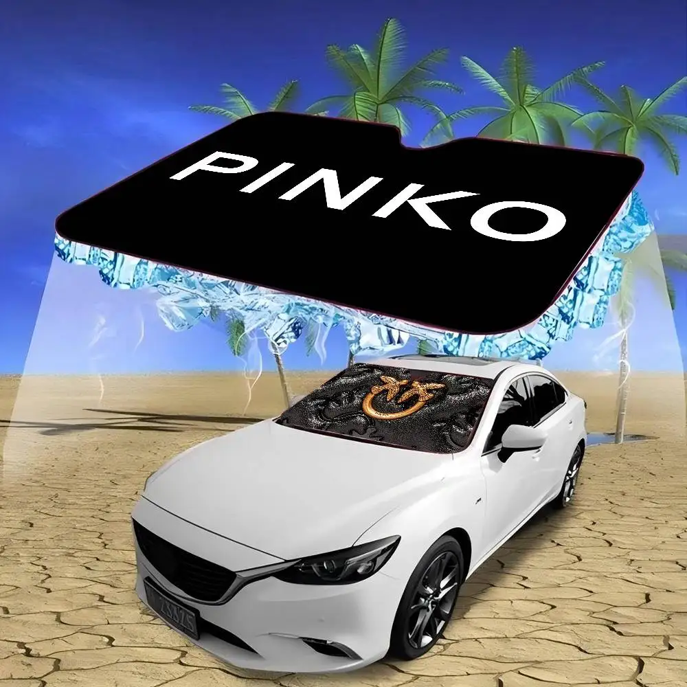 تصميم فاخر P-PinkoS مظلة السيارات نافذة ظلة Sunblock الزجاج الأمامي هود الداخلية الجبهة يربك حلقة مزدوجة ظلة #3