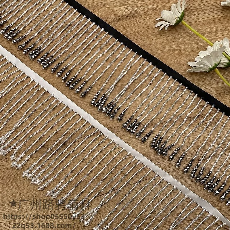 

5 ярдов длинная кисточка с хрустальной бахромой и кисточкой, лента для танцевального костюма, платье, ткань, отделка своими руками, лента из бисера, швейная кисточка шириной 10 см