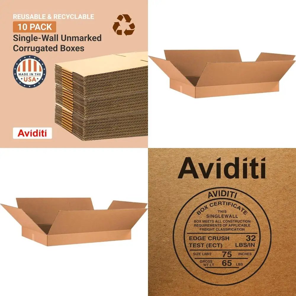 

10-Count Medium Moving Boxes: 36L x 24W x 4H Corrugated Cardboard for Packing and Storage